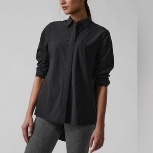 Athleta Black Urbanite 2.0 Button Down Dress Shirt Size SP With Stretch